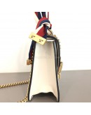 GUCCI Sylvie Mini Chain Bag in White Calfskin with Ribbon Strap – GHW