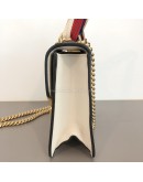GUCCI Sylvie Mini Chain Bag in White Calfskin with Ribbon Strap – GHW