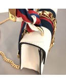 GUCCI Sylvie Mini Chain Bag in White Calfskin with Ribbon Strap – GHW