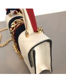 GUCCI Sylvie Mini Chain Bag in White Calfskin with Ribbon Strap – GHW