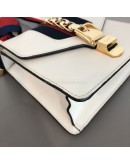 GUCCI Sylvie Mini Chain Bag in White Calfskin with Ribbon Strap – GHW