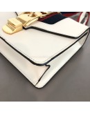 GUCCI Sylvie Mini Chain Bag in White Calfskin with Ribbon Strap – GHW