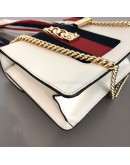 GUCCI Sylvie Mini Chain Bag in White Calfskin with Ribbon Strap – GHW