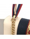 GUCCI Sylvie Mini Chain Bag in White Calfskin with Ribbon Strap – GHW