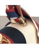 GUCCI Sylvie Mini Chain Bag in White Calfskin with Ribbon Strap – GHW