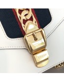 GUCCI Sylvie Mini Chain Bag in White Calfskin with Ribbon Strap – GHW