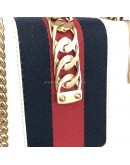 GUCCI Sylvie Mini Chain Bag in White Calfskin with Ribbon Strap – GHW