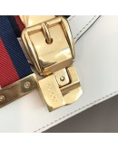 GUCCI Sylvie Mini Chain Bag in White Calfskin with Ribbon Strap – GHW