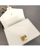 GUCCI Sylvie Mini Chain Bag in White Calfskin with Ribbon Strap – GHW