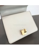 GUCCI Sylvie Mini Chain Bag in White Calfskin with Ribbon Strap – GHW