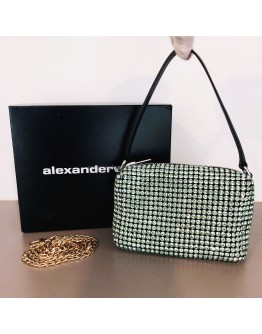 ALEXANDER WANG Heiress Pouch Bag in Green Crystal Mesh – SHW
