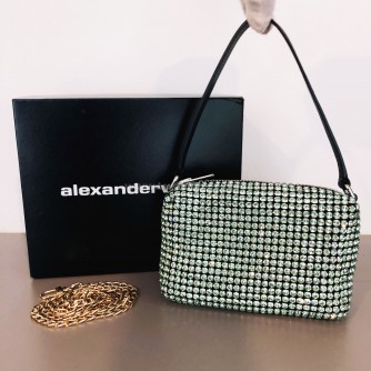 ALEXANDER WANG Heiress Pouch Bag in Green Crystal Mesh – SHW
