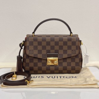 LOUIS VUITTON Damier Ebene Croisette Handbag with Shoulder Strap – GHW (Microchip New Model)