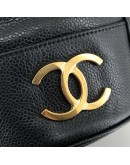 CHANEL Vintage Triple CC Logo with Gold Crush Bucket Bag in Black Caviar – GHW