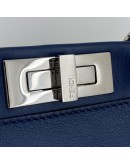 FENDI Medium Peekaboo Whipstitch Handbag in Navy Blue Calfskin with Shoulder Strap – SHW