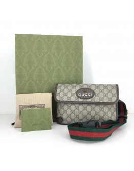 GUCCI Neo Vintage GG Supreme Belt Bag – Green & Red Web (Year 2023)