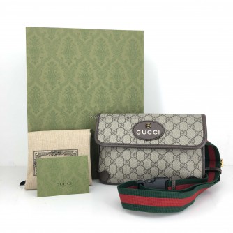 GUCCI Neo Vintage GG Supreme Belt Bag – Green & Red Web (Year 2023)