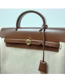 HERMES Herbag PM 31 (2-in-1) Beige Canvas with Brown Calfskin Leather & GHW – Backpack Type (Stamp Square F – Year 2002)