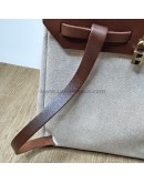 HERMES Herbag PM 31 (2-in-1) Beige Canvas with Brown Calfskin Leather & GHW – Backpack Type (Stamp Square F – Year 2002)