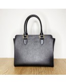 PRADA 1BA113 Black Saffiano + Soft Calfskin Tote Bag with Shoulder Strap - GHW