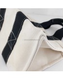 HERMES Classic Canvas Shopping Tote Bag in Off White/Black