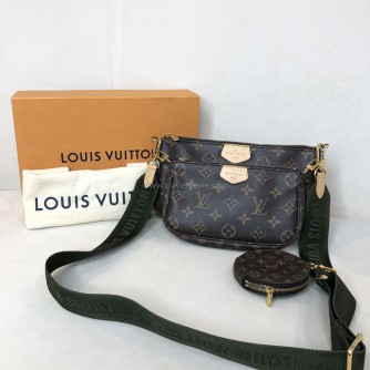 LOUIS VUITTON Monogram Multi Pochette Accessoires with Khaki Shoulder Strap - GHW (Year 2020)