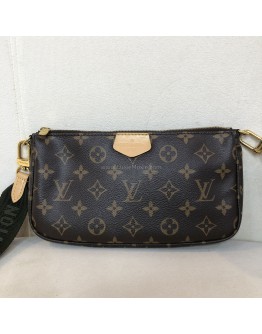 LOUIS VUITTON Monogram Multi Pochette Accessoires with Khaki Shoulder Strap - GHW (Year 2020)