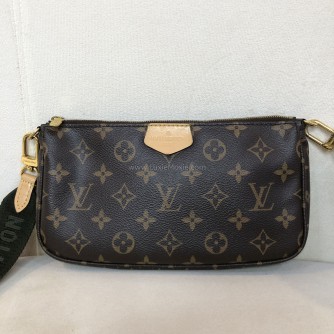 LOUIS VUITTON Monogram Multi Pochette Accessoires with Khaki Shoulder Strap - GHW (Year 2020)