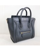 CELINE Nano Luggage Handbag with Shoulder Strap in Black Calfskin – GHW