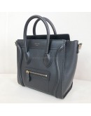 CELINE Nano Luggage Handbag with Shoulder Strap in Black Calfskin – GHW