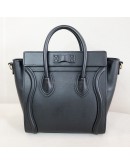 CELINE Nano Luggage Handbag with Shoulder Strap in Black Calfskin – GHW