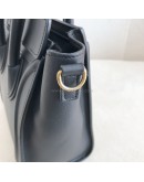 CELINE Nano Luggage Handbag with Shoulder Strap in Black Calfskin – GHW