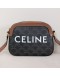 CELINE Small Camera Bag in Triomphe Canvas and Tan Calfskin – GHW