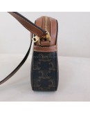 CELINE Small Camera Bag in Triomphe Canvas and Tan Calfskin – GHW