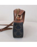 CELINE Small Camera Bag in Triomphe Canvas and Tan Calfskin – GHW