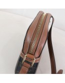 CELINE Small Camera Bag in Triomphe Canvas and Tan Calfskin – GHW