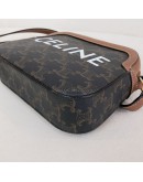 CELINE Small Camera Bag in Triomphe Canvas and Tan Calfskin – GHW