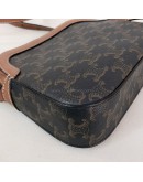 CELINE Small Camera Bag in Triomphe Canvas and Tan Calfskin – GHW