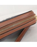 CELINE Small Camera Bag in Triomphe Canvas and Tan Calfskin – GHW