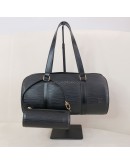 LOUIS VUITTON Black Epi Leather Soufflot Shoulder Bag with Mini Accessoires Pochette – GHW