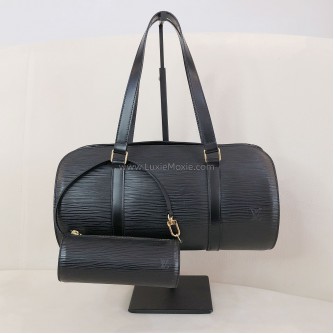 LOUIS VUITTON Black Epi Leather Soufflot Shoulder Bag with Mini Accessoires Pochette – GHW
