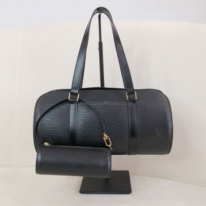 LOUIS VUITTON Black Epi Leather Soufflot Shoulder Bag with Mini Accessoires Pochette – GHW