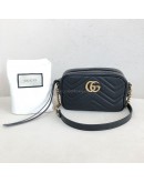 GUCCI GG Marmont Mini Camera Bag in Black Matelasse Chevron Leather – GHW