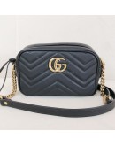 GUCCI GG Marmont Mini Camera Bag in Black Matelasse Chevron Leather – GHW
