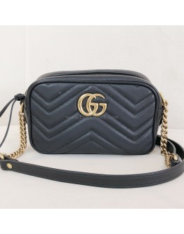 GUCCI GG Marmont Mini Camera Bag in Black Matelasse Chevron Leather – GHW
