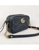 GUCCI GG Marmont Mini Camera Bag in Black Matelasse Chevron Leather – GHW