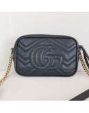 GUCCI GG Marmont Mini Camera Bag in Black Matelasse Chevron Leather – GHW