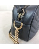 GUCCI GG Marmont Mini Camera Bag in Black Matelasse Chevron Leather – GHW