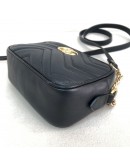 GUCCI GG Marmont Mini Camera Bag in Black Matelasse Chevron Leather – GHW
