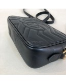 GUCCI GG Marmont Mini Camera Bag in Black Matelasse Chevron Leather – GHW